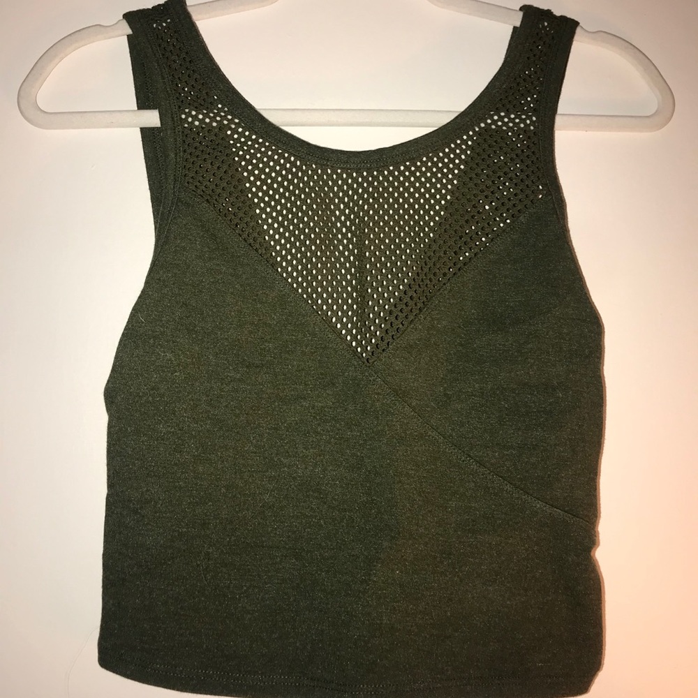 Mesh Neck Crop Top